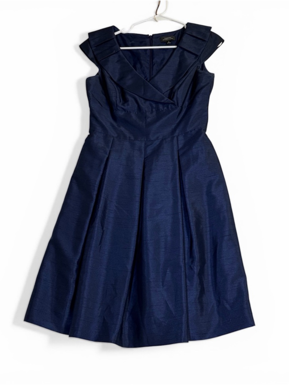 Tahari ASL Navy Fit-and-Flare Midi Dress